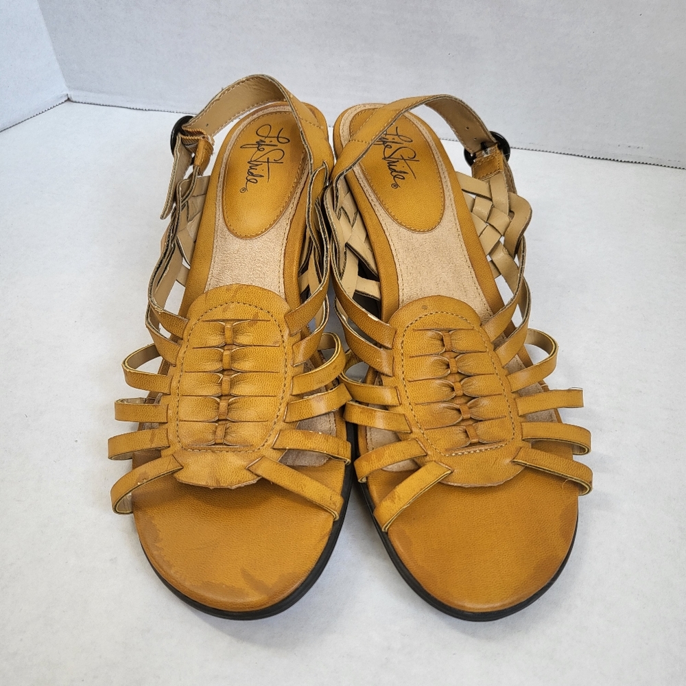 Life Stride Orlando Wedge Sandles Musterd Yellow Sz 8.5 M
